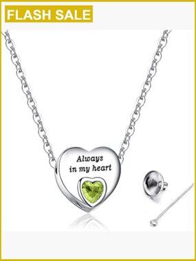 Heart Urn Necklace for Ashes Memorial Cremation Keepsake Pendant Stainless Steel
